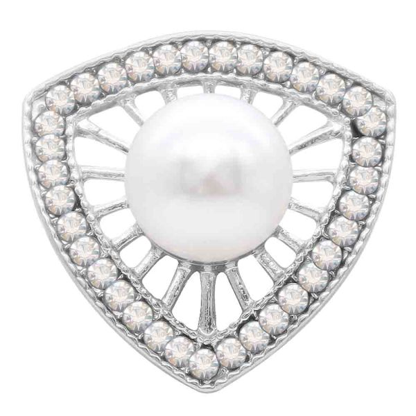 20MM pearl snap silver Plated with white Rhinestones KC7791 snaps jewerly