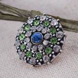 20MM round snap silver plated with green rhinestones KC8641 interchangable snaps jewelry