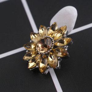 20MM Gear snap Silver Plated with yellow rhinestone  KC9812 snap jewelry