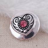 20MM love snap Silver Plated with rose-red rhinestones KC8596  snaps jewelry
