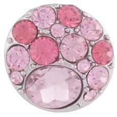 20MM Round snap Silver Plated with pink rhinestones KB7584 interchangeable snaps jewelry