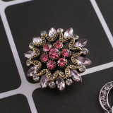 20MM design snap gold-Plated with pink Rhinestones KC8944 snaps jewelry