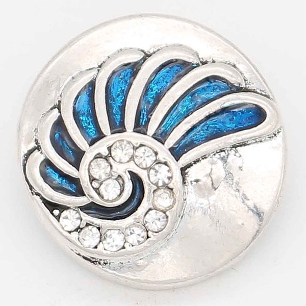 20MM Conch with blue enamel snap sliver Plated KC6621 snaps jewelry