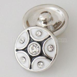 20MM Round snap silver plated with  white Enamel and Rhinestone KB5013 snaps jewelry