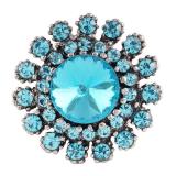 20MM flower snap  Antique Silver Plated with light blue rhinestone KC7163 snaps jewelrysnaps