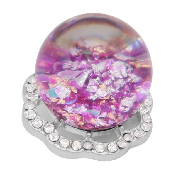 23MM Glossy Spherical opal purple Amber snap Silver Plated with Rhinestone KC7974 snaps jewelry