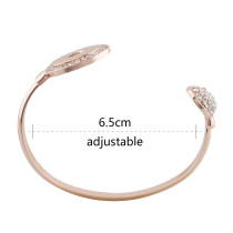 Metal bracelet rose gold 6*5CM with Rhinestone fit 18&20MM snaps chunks 1 buttons