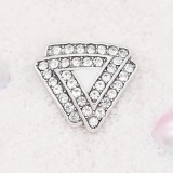 20MM Triangle snap Silver Plated with white rhinestone KC7911 snaps jewelry