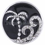 20MM Seaside snap Silver Plated with Rhinestones and black Enamel KC6151 snaps jewelry