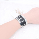 Copper Bangle with real leather black/white double side TA7032