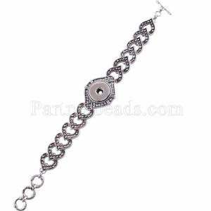 1 buttons snaps silver plated bracelet with Rhinestones fit snaps chunks