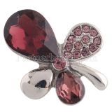20MM Clover snap silver Plated with purple Rhinestones KC8921 snaps jewelry