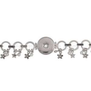 High Quality metal bracelet with Rhinestones and pendants 22CM fit 18&20MM snaps chunks 1 buttons snaps Jewelry