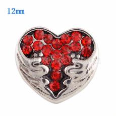 12MM Love snap Silver Plated with red Rhinestone KS9630-S snaps jewelry