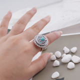 20MM round snap silver Antique plated with cyan rhinestone and Turquoise KC5373 cyan