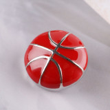 20MM Basketball snap Silver Plated with red Enamel KC6085 snaps jewelry