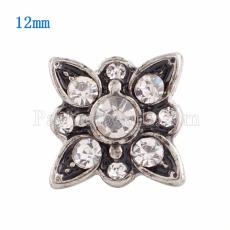 12MM snap Silver Plated with  white Rhinestone KS9628-S snaps jewelry