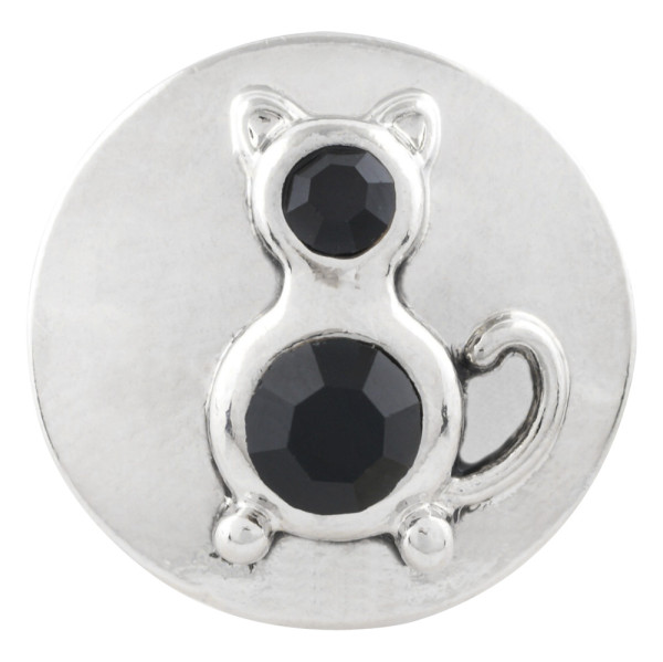 20MM cat snap Silver Plated with black rhinestone KC5714 snap jewelry