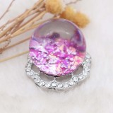 23MM Glossy Spherical opal purple Amber snap Silver Plated with Rhinestone KC7974 snaps jewelry