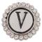 20MM English alphabet-V snap Antique silver  plated with Rhinestones KC8551 snaps jewelry