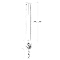 High Quality hook necklace Badge Reel ID holder with 80CM chain fit 18&20mm chunks snap jewelry