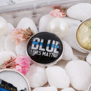 20MM Blue Lives Matter snap design glass KC2150 interchangable snaps jewelry