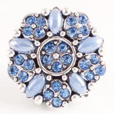 20MM Flower snap silver plated KC8527 with light blue Rhinestone and resin interchangeable snaps jewelry