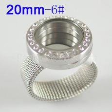 Stainless Steel RING 6# size  with Dia 20mm floating charm locket 