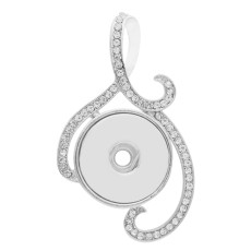 snap sliver Pendant with rhinestone fit 20MM snaps style jewelry KC0416