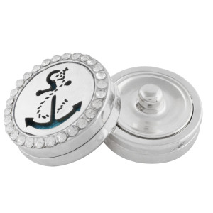 22mm white alloy anchor Aromatherapy/Essential Oil Diffuser Perfume Locket snap with 1pc 15mm discs as gift