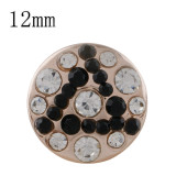 12MM design rose gold Plated with black rhinestone KS8094-S snap jewelry