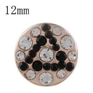 12MM design rose gold Plated with black rhinestone KS8094-S snap jewelry