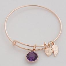 wire bracelet with big Imitation zircon charms mother