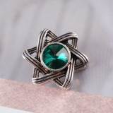 20MM snap Antique Silver plated with green Rhinestones KC6240 snaps jewelry