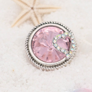 20MM love snap Silver Plated with pink rhinestone KC7820 snaps jewelry