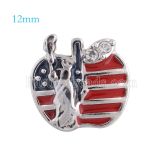 12mm New York snaps Silver Plated with rhinestone and red Enamel KS5093-S snap jewelry