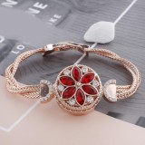 20MM round Rose Gold Plated with red rhinestone KC7551 snaps jewelry