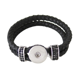Black real leather new type bracelets fit chunks