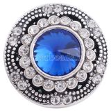 20MM snap round silver plated with deep blue rhinestones  KC6273 interchangable snaps jewelry