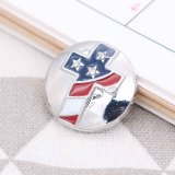 20MM Cross American flag snap silver Plated with  Rhinestone KC7744 snaps jewerly