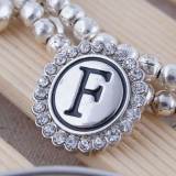20MM English alphabet-F snap Antique silver  plated with  Rhinestones KC8535 snaps jewelry