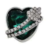 18MM love snap Silver Plated with green Rhinestone KC6483 snaps jewelry