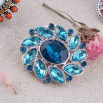 20MM snap Silver Plated with cyan  rhinestones KC7199 snaps jewelry