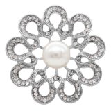 20MM pearl snap Silver Plated with pearl and Rhinestone KC6797 snaps jewelry