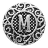 C20MM English alphabet-M snap Antique silver  KC6757 snaps jewelr