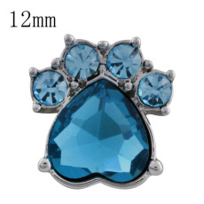 12MM Dog claws snap with light blue Rhinestone KS5182-S interchangeable snaps jewelry