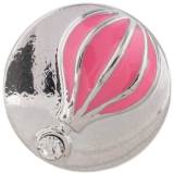20MM Hot Air Balloon snap silver plated with Rhinestone and pink Enamel KC7411 interchangeable snaps jewelry