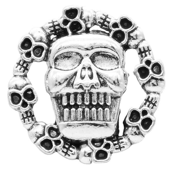 20MM Skull snap Silver Plated KC6854 snaps jewelry