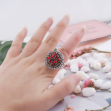 20MM Flower round snap Antique copper plated KC5030 with red Rhinestone interchangeable snaps jewelry