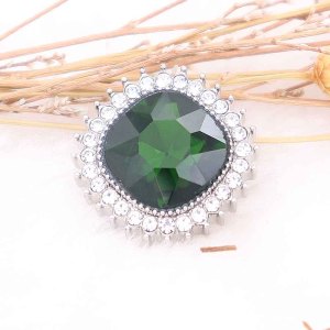 20MM design snap Silver Plated with green rhinestone KC6777 snaps jewelry